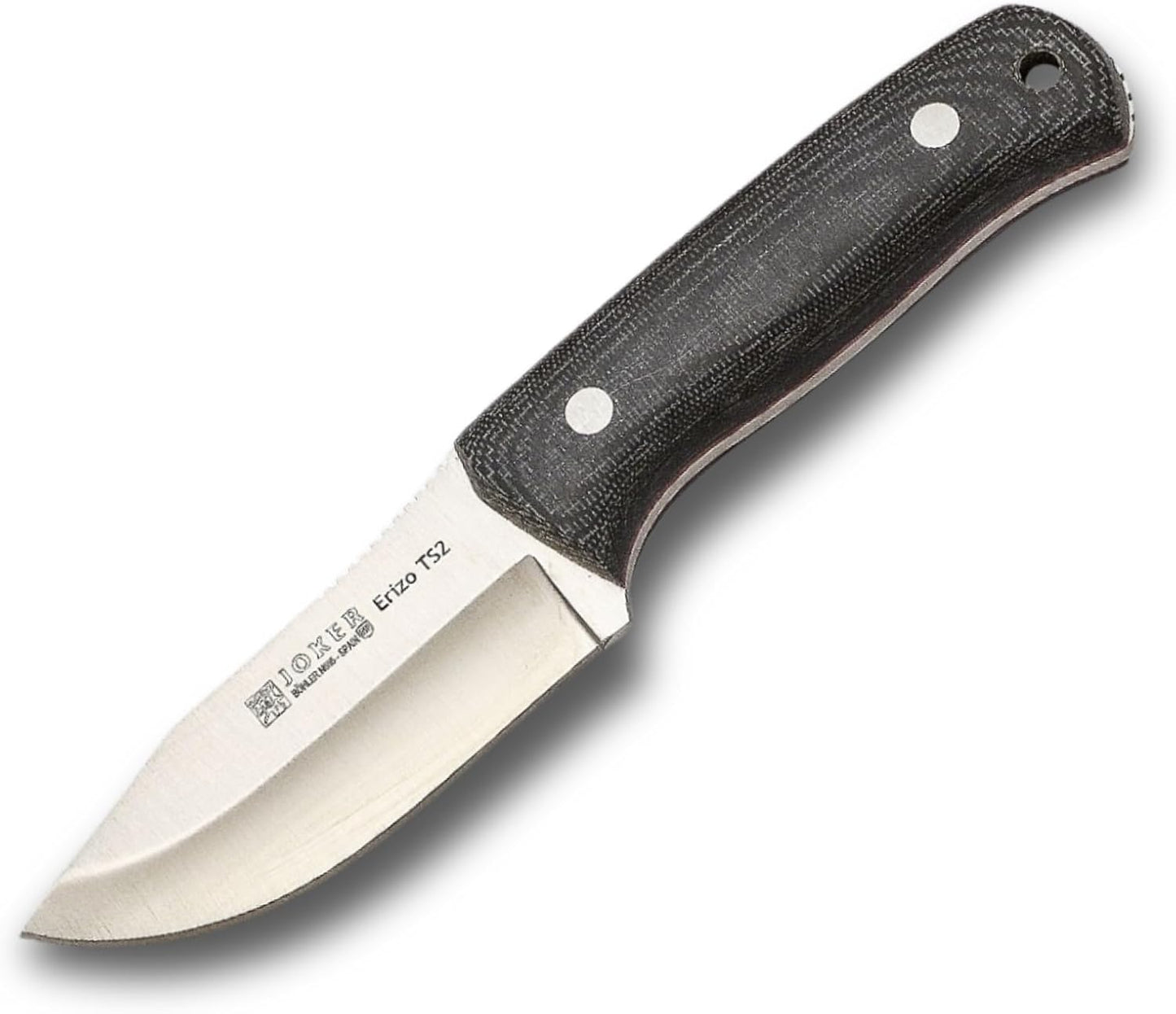 Joker Erizo TS2 CM142-F Survival Knife โ 3.74" N695 Steel Blade, Canvas Micarta Handle, Kydex Sheath with Firestarter and 550 Paracord โ Outdoor Tool for Hunting, Fishing, Camping & Hiking