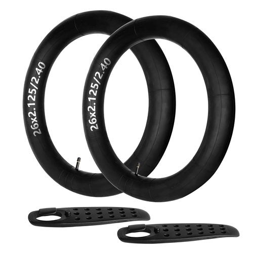 FANSPRO 2 Pack of 26 Inch Bike Tube 26x2.125 26x2.20 26x2.25 26x2.30 26x2.35 26x2.40 Heavy Duty Bicycle Tube with 2 Tire Levers, 48mm Schrader Valve Premium Quality Butyl Inner Tube