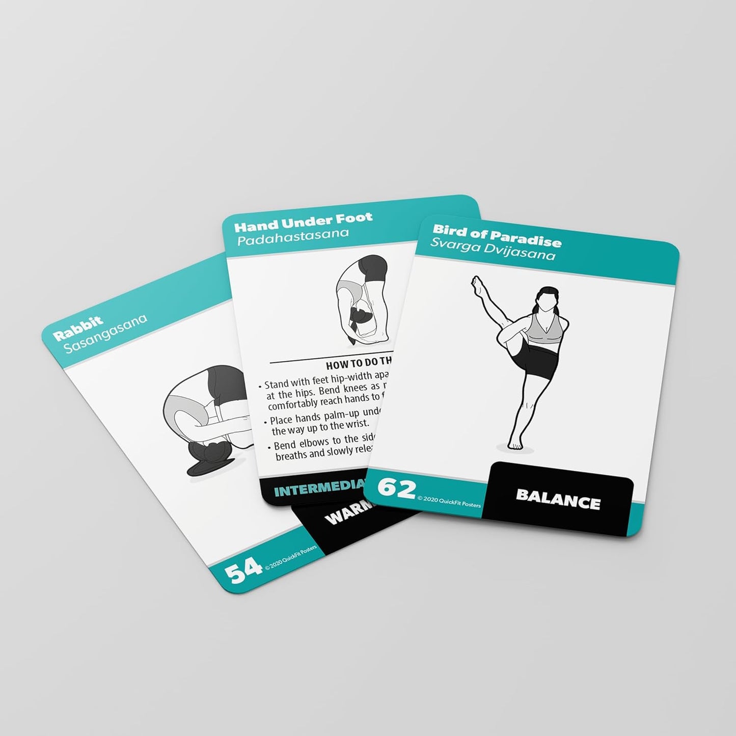 3 Pack - Exercise Cards - Yoga Poses Volume 1 & 2 + Bodyweight Exercises - Yoga Positions and Body Weight Workout Fitness Cards - 2.5" x 3.5"