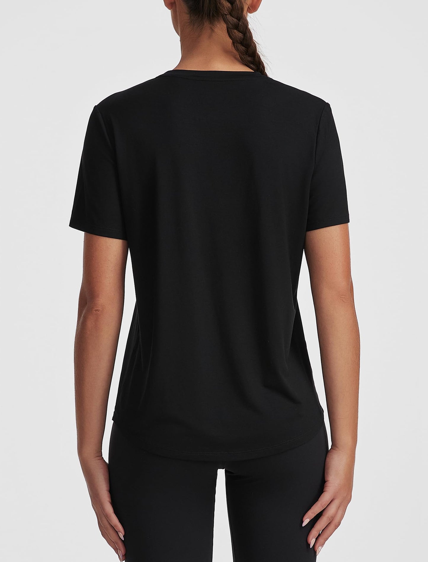 kakola Women's Workout T-Shirt Loose Fit Modal Tops Short Sleeve Blouse Summer Casual Tee Black