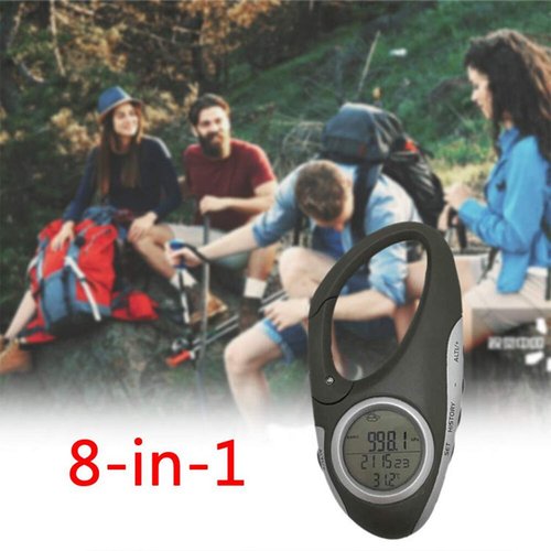 GMBYLBY Digital Altimeter Handheld Electronic Gauge Thermometer Barometer Carabiner Altimeter for Outdoor Hiking Altimeter