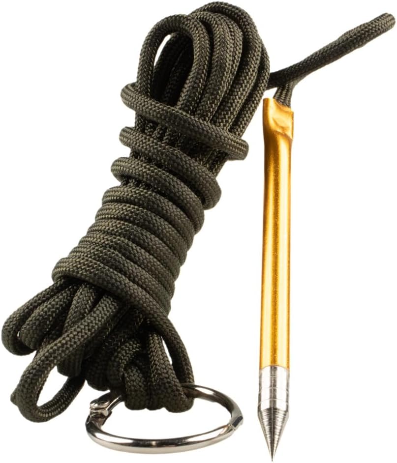10 Foot 550lb Paracord Fishing Stringer Fish Holder with Metal Threading Needle and 1 Inch Split Ring
