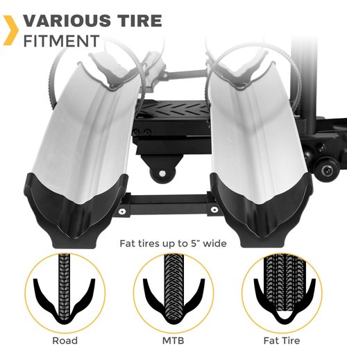 2 Bike Rack Hitch Mount, 200 lbs Electric Bicycle Carrier Rack Platform Style for Cars Trucks SUVs Minivans, fits MTB Gravel Road Bike with Up to 5-inch Fat Tire Carrier Rack - 2" Hitch Receiver