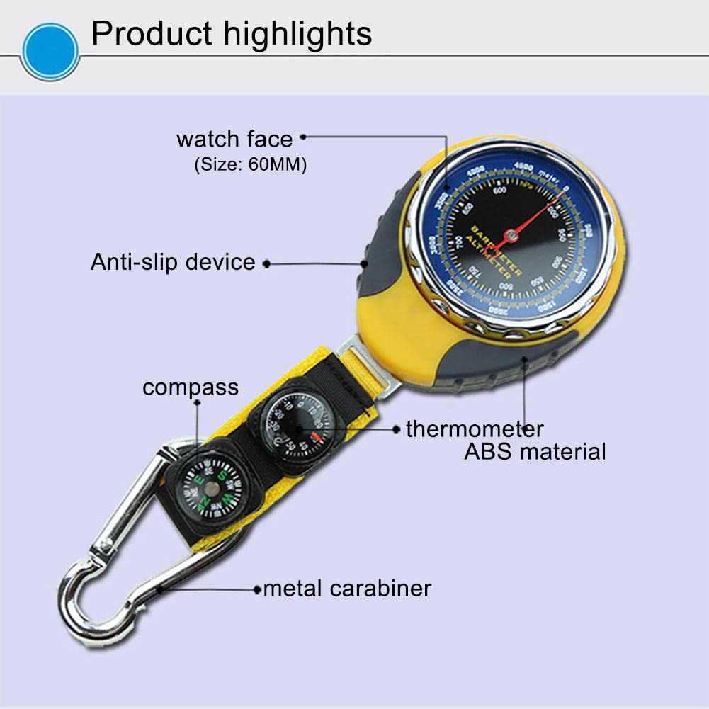 JINYISI Altimeter, Altimeter for Hiking, Four-in-one Multi-Function Barometer, Outdoor Mountaineering Compass Thermometer, Sports Multi-Function high Precision