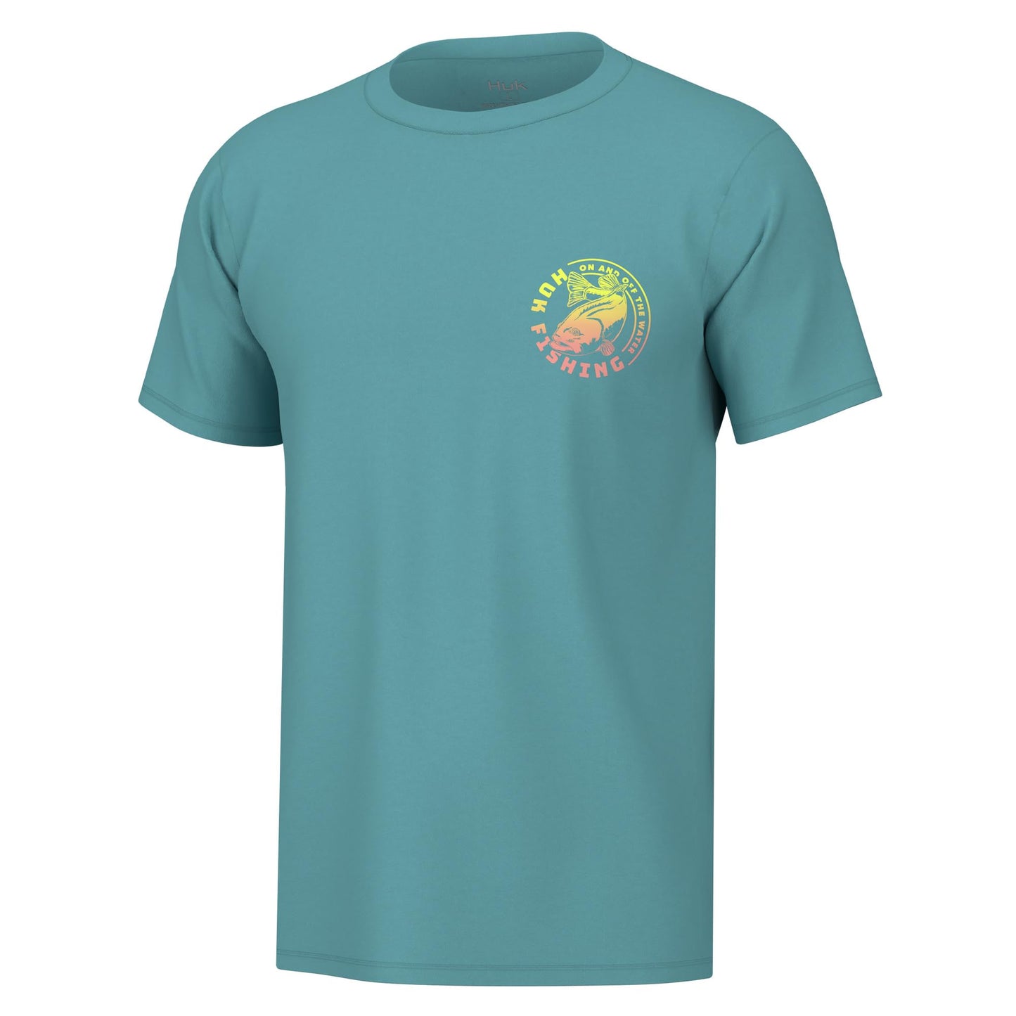 HUK Mens Fishing Graphic Tee, Performance Short Sleeve, Quick-Dry, Electric Bass - Marine Blue, Small