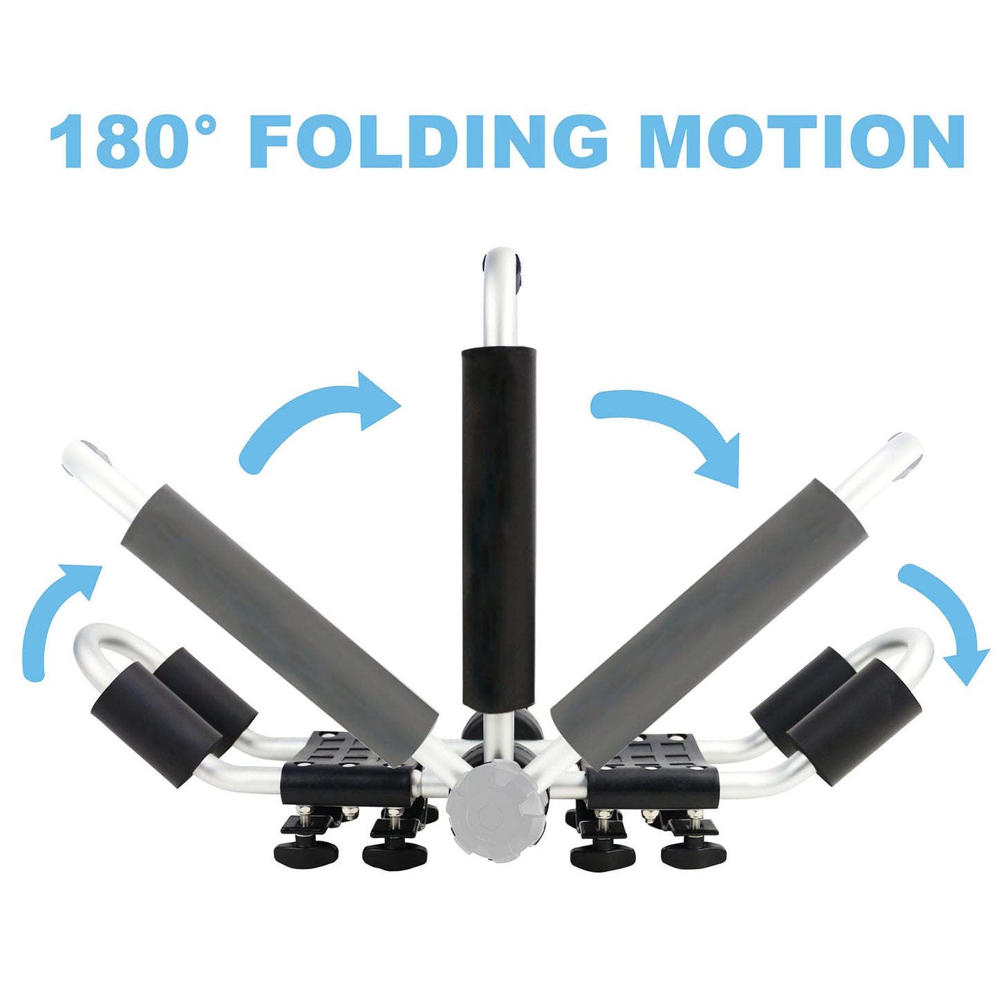 Kayak Roof Rack 2-in-1 Aluminum Folding J Bar Roof Carrier Rack-Includes 8 Pcs Ratchet Tie and 4 Pcs Anchor Strap-Mount on SUV, Car,Truck Roof Top Crossbar-Easy to Carry 2 Kayaks/Canoes/Surf, 2Pack
