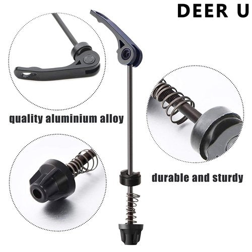 DEER U Road Mountain Bicycle MTB Wheel Hub Front and Rear Skewers Quick Release Clip Bolt Lever Axle QR 145/180 mm, a Pair (Black)