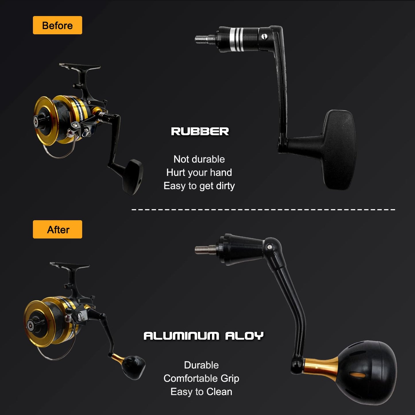 JINOHNAMILL 76mm Power Handle for Penn Spinfisher 650SS Reel Left Hand Plug and Play