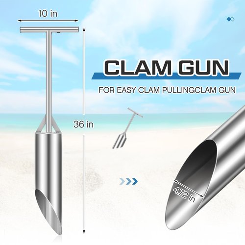 Blulu Upgrade Clam Gun 36 Inch Stainless Steel for Clamming with Vent Pipe and Valve Labor-Saving Clam Hunting Recreational Tool for Digging, Razor, Weevils and Mussels on The Beach