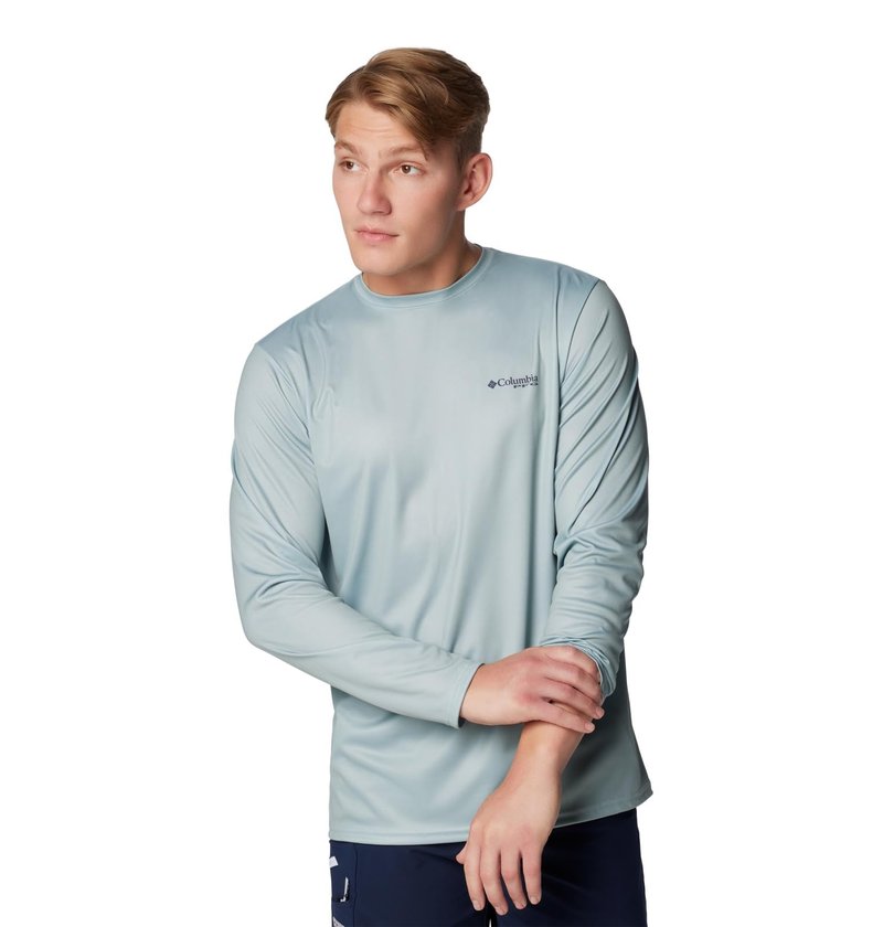 Columbia Men's Terminal Tackle PFG Blackline Long Sleeve, Crushed Blue/Blackline Trout, X-Large