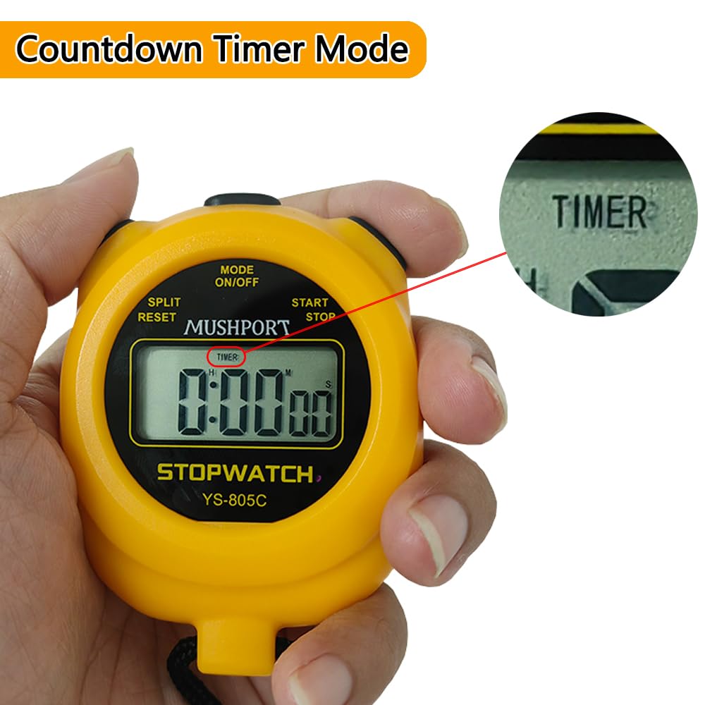 2 Pack Digital Sport Stopwatch Timer for Coaches, ON/Off Countdown Large Display Simple Stop Watch for Sports PE Teacher Coaches Referees, Orange