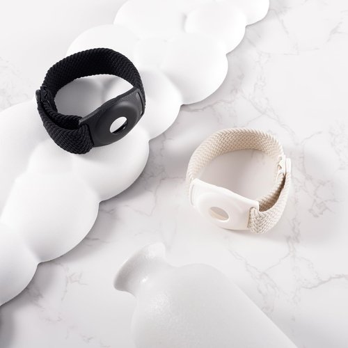 PEUTIER 2pcs Holder for Princess Cruise Medallion, Adjustable Braided Bracelet Comfortable Wristband Men Women Compatible with Princess Medallion Holder Accessories (White, Black)
