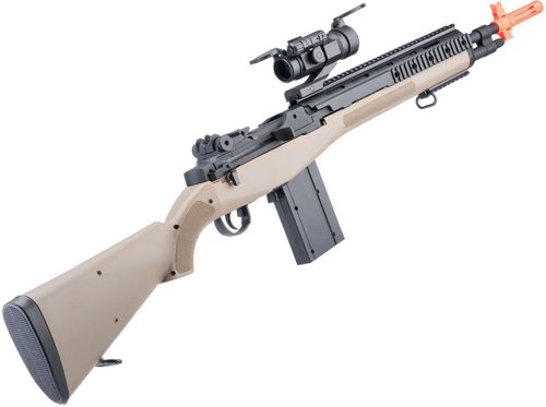 Evike Airsoft - AGM Airsoft M14 SOCOM Airsoft Spring Powered Rifle Package (Color: Tan)