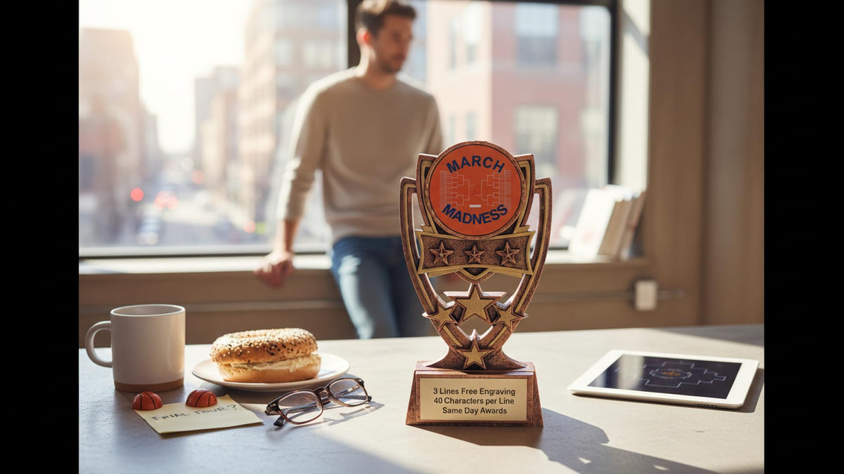 Same Day Awards March Basketball Madness Four Star Trophy