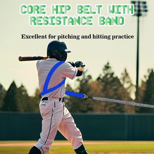 Baseball Resistance Band Training System - Core & Hip Belt for Swing Speed | Arm Strength Builder | Portable Baseball Training Equipment for Hitting & Pitching Drills