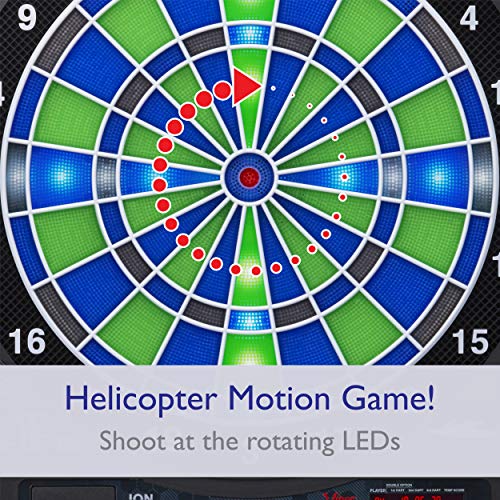 Viper Ion Electronic Dartboard, Illuminated Segments, Light Based Games, Green and Blue Segment Colors, Ultra Thin Spider to Increased Scoring Area