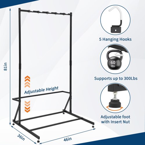 TROPOW 5 Bike Storage Rack, Freestanding Bike Storage, Adjustable Height, Space Saving, Vertical Bike Storage Stand for Front Yards, Backyards, Basements, Storefronts, Workplaces, Up to 300lbs