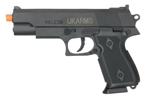 2 Pack of Polymer Spring Operated 7" Inch BB Airsoft Pistol-Intended for Film and Costume use.