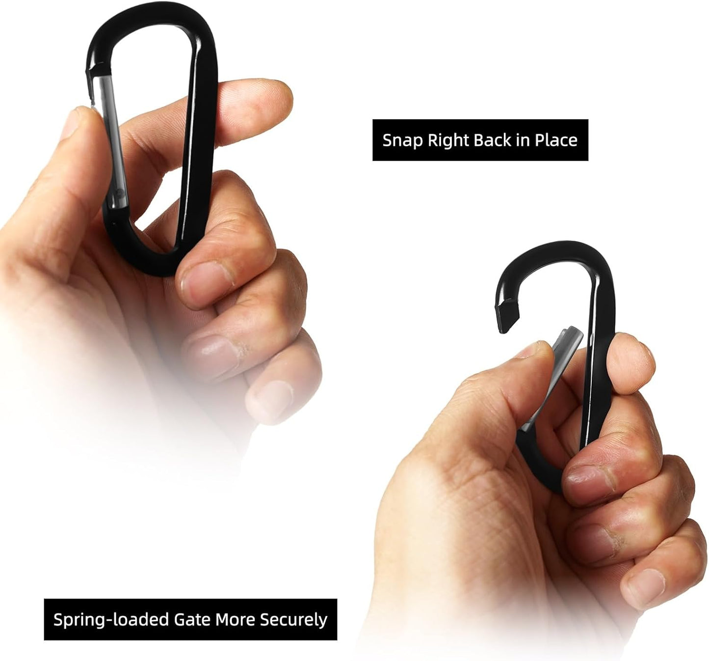 12PCS Aluminum Carabiner Clip - Carabeaner D Ring Shape,Spring Snap Key Chain Clip Hook,Keychain Clip,Multipurpose for Camping, Hiking,Backpacking or Other Outdoor Activities, Black.