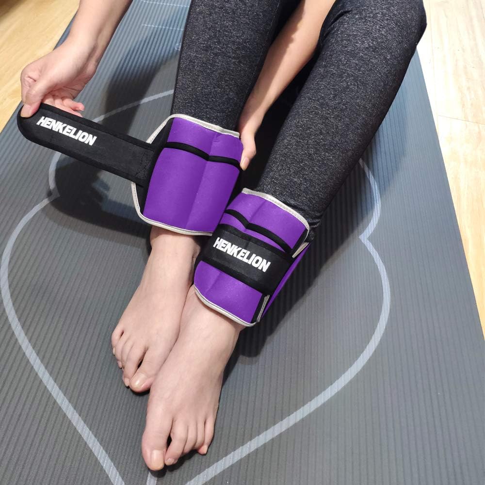 1 Pair 2 3 5 10 Lbs Adjustable Ankle Weights for Women Men Kids, Strength Training Wrist and Ankle Weights Sets for Gym, Fitness Workout, Running, Lifting - Black Grey Pink Blue Purple