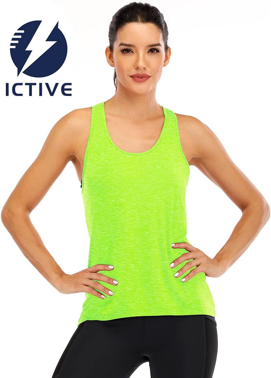 ICTIVE Womens Cross Backless Workout Tops for Women Racerback Tank Tops Open Back Running Muscle Tank Yoga Shirts