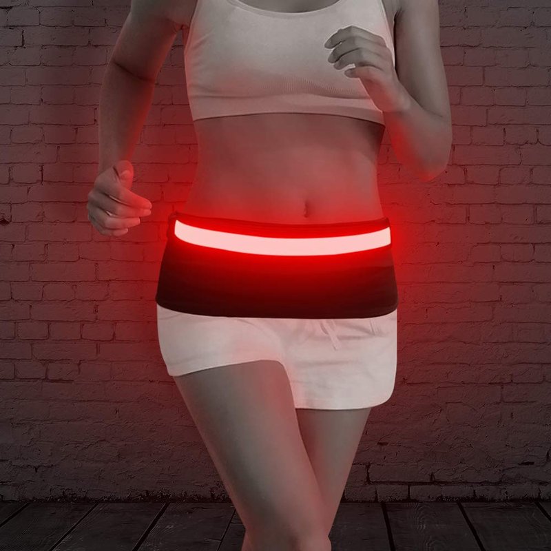 BSEEN LED Running Waist Belt - USB Rechargeable Reflective Glowing LED Waistband, Flashing Safety Light Belt for Runners, Joggers, Walkers, Pet Owners, Cyclists (Red)