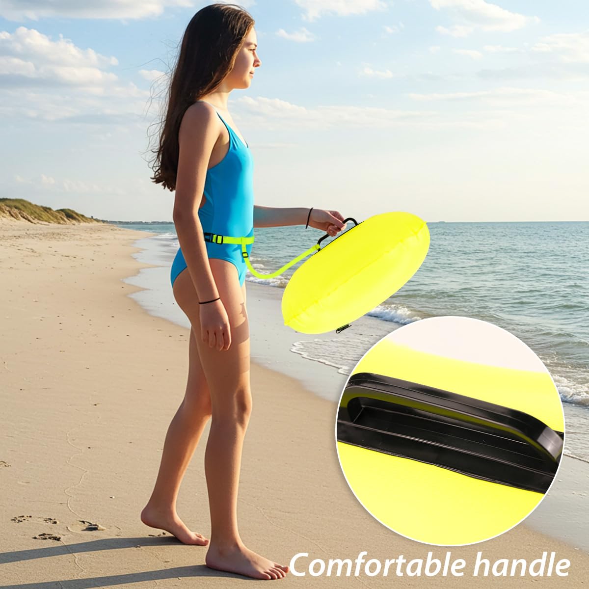 2 Pack Swim Buoy for Open Water, Swimming Safety Float with Adjustable Belt for Snorkeling, Swim Training, Triathletes, Kayaking