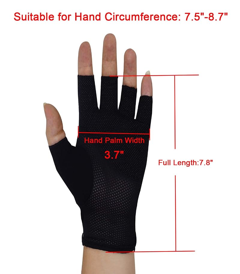 Bienvenu Men's Summer Sunblock Half-Finger Gloves - Black, Breathable Cotton-Poly