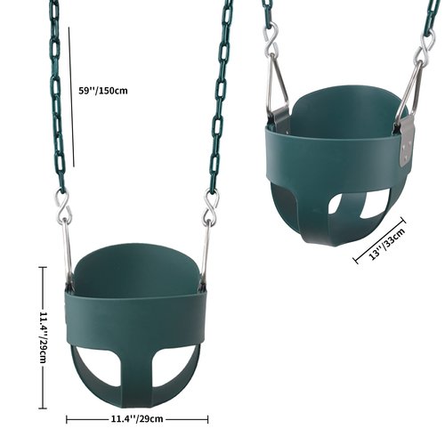 KINSPORY Toddler Swing Seat, Heavy-Duty High Back Fully Assembled Baby Swing, Iron Chain Eva Seat for Kids Indoor/Outdoor, Hanging Tree Straps for Quick Installation (Green)