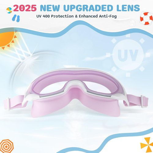 Zoomsnail Kids Swim Goggles 2 Pack, Anti-Fog Anti-UV Wide View Swimming Goggles for Kids 3-15
