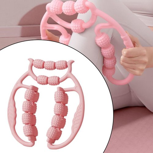 harayaa Leg Massager Roller 21 Wheel Muscle Massage Roller Portable Unique Thigh Roller Deep Tissue Massage for Yoga Fitness Exercise, Pink