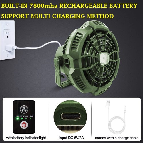 ayamaya Rechargeable Camping Tent Fan with LED Light, Remote Control, 7800mAh Portable Camping Lantern Fan USB Desk Ceilling Fan for Car, Office, Hurricane Emergency Survival