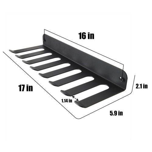 Performance Seven Bars Holder Storage,Custom Powder Coated HEAVY-DUTY STEEL Mount Wall Rack Storage Rack,Weight Room Organizer with 8 Wall Hooks for Exercise Bands Jump Ropes Chains Lifting Belts