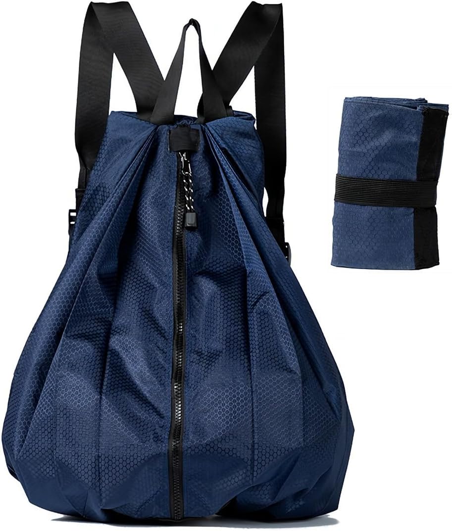 1PC Sports Drawstring Backpack - Swim Gym Bag - Extendable Foldable, Grey