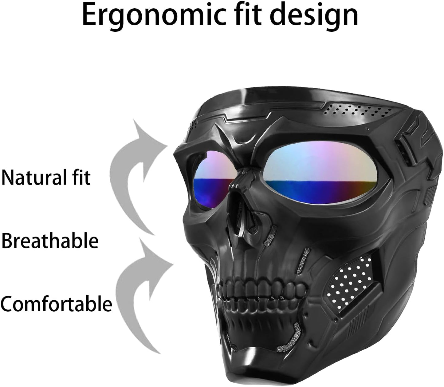 2PCS Airsoft Mask Paintball Mask Full Face Tactical Mask Suitable for CS Survival Games Shooting Cosplay Movie Halloween Skull Mask