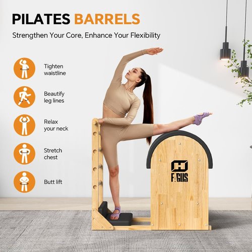 FAGUS H Pilates Ladder Barrel, Pilates Exercise Equipment for Building Strength and Flexibility, Strength-Training Tool, Workout Equipment for Home Pilates Gym or Studio Use, Burlywood / Black Pad