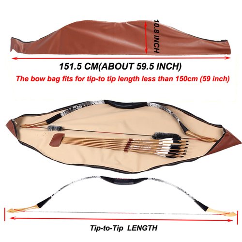 SOPOGER Archery Longbow Case 60 Inch - Traditional Long Bow Recurve Bow Case Leather A Piece Bow Carrying Bag for Outdoor Shooting Hunting