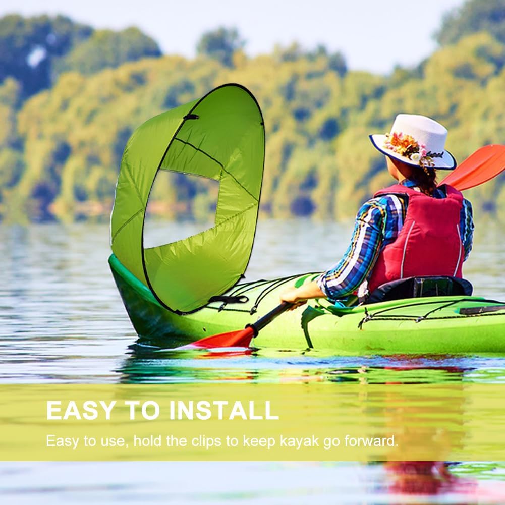 Kayak Wind Sail, Portable Foldable Durable Wind Sail with Transparent Window for Kayak Canoes (Green)