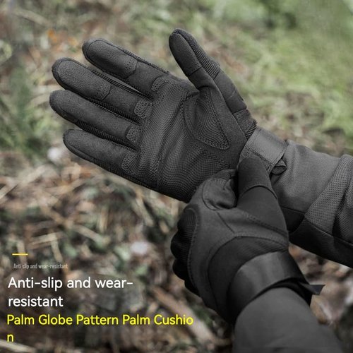AlloTemlass Tactical Hard Knuckle Gloves | Touchscreen Fingers, Impact Protection, Breathable | Durable for Shooting, Hunting, Outdoor Work-Black, Large