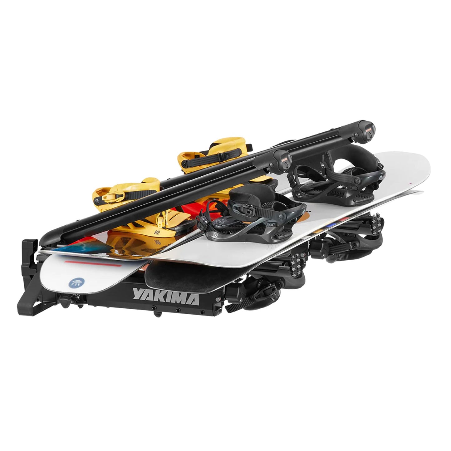 Yakima EXO SnowBank 5 Ski or 4 Snowboard Universal Car Mount Travel Roof Rack with Double Joint Hinge, SKS Lock, and 1 Button Access, Black