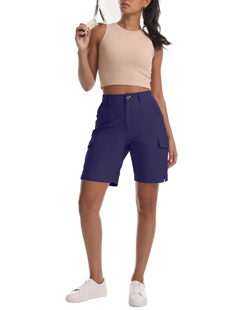 Twilight Variation: Women’s Lightweight Cargo Hiking Shorts with Pockets, Button Closure