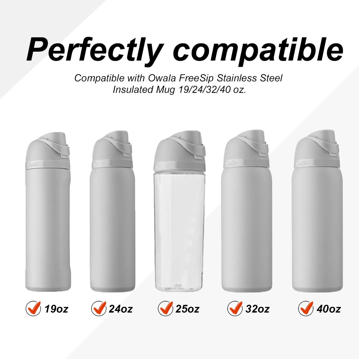 2pcs Replacement Stopper Compatible with Owala FreeSip 24oz 32oz, Water Bottle Top Lid for Owala 16/19/24/32/40oz Seal Bottle Cap Leak Proof Bottle Mouth Plug Parts Silicone Stopper Gasket Accessories