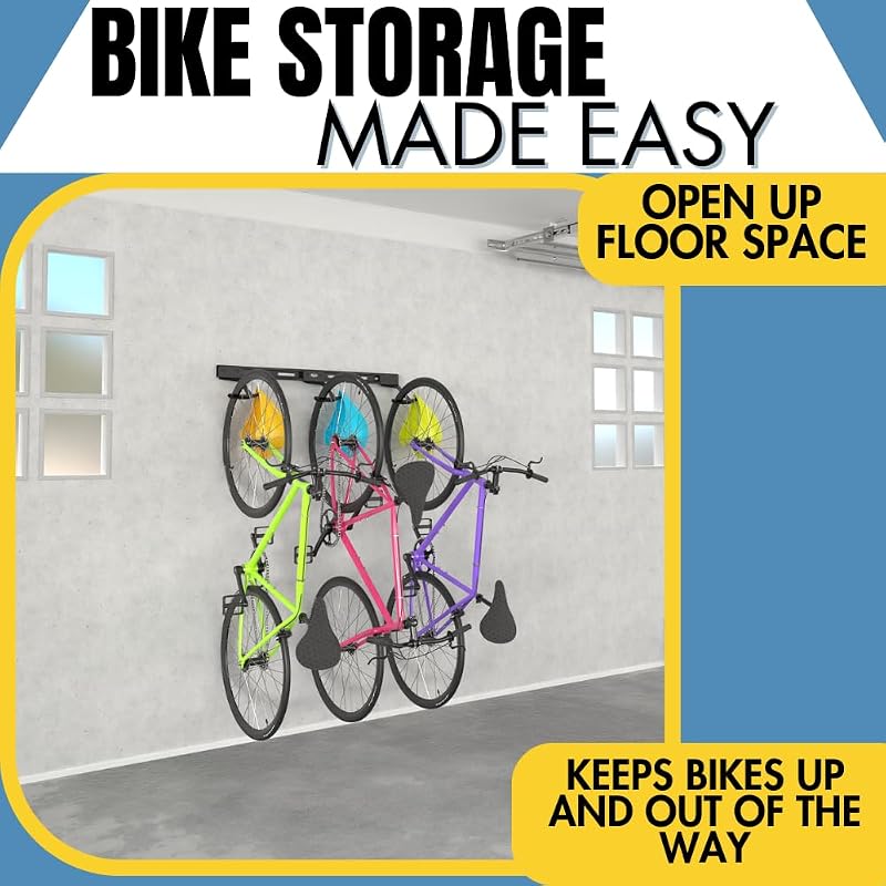 Wall Mount Bike Rack | Steel Adjustable Hangers for 2 Bikes | Koova USA Made - Variation of THIS listing: 3 Bike Rack