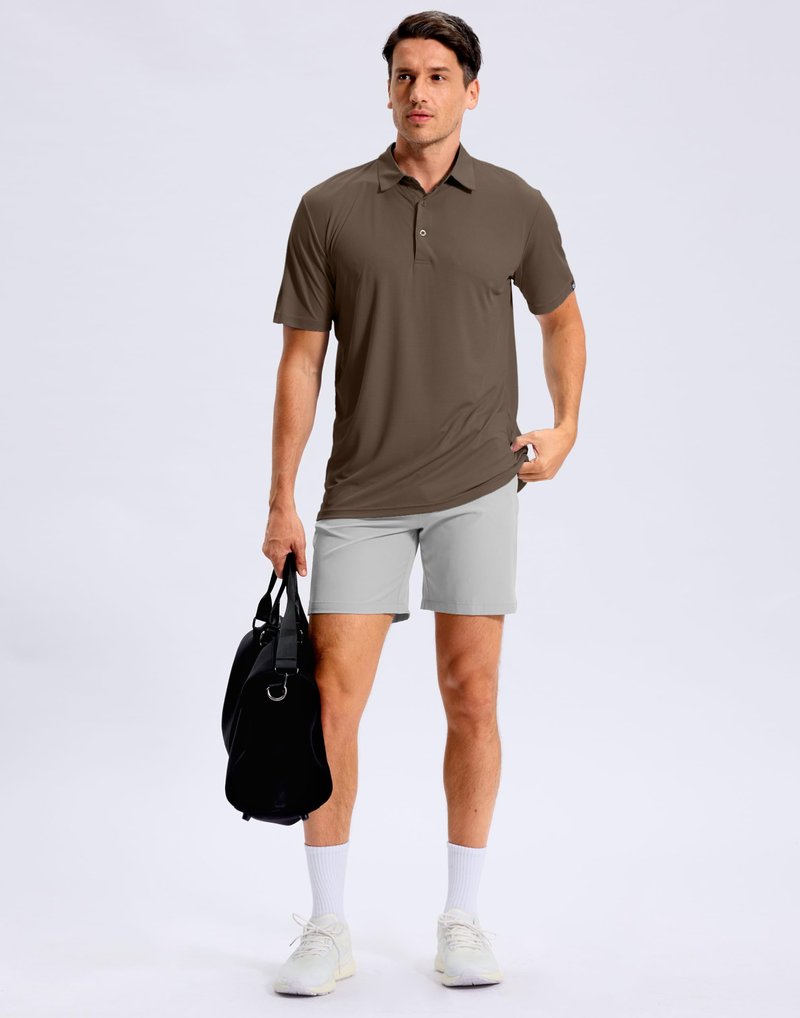 G Gradual Mens Golf Shirt Short Sleeve Dry Fit Moisture Wicking Lightweight Performance Athletic Grid Summer Collared Polo Shirts for Men(Brown,Large)