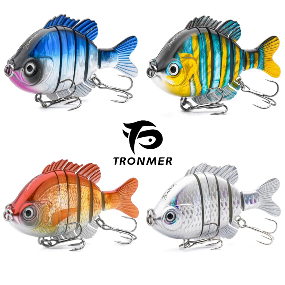 Tronmer Bass Fishing Lures,Freshwater and Saltwater Fishing Lure,Fishing Gear Lures, 3.5" 0.85 Oz Segmented Swimbait Jointed by Dyneema Strongest Fiber,Lifelike Fishing Lures(4PCS)