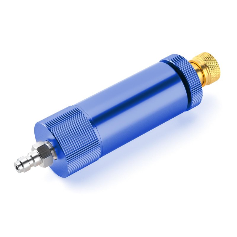 MEANLIN MEASURE 30Mpa Water-Oil Separator With 20 inch Spring Flexible Hose and 8MM & M10 Fast Connecting Internal Thread Mother Head For High Pressure Air Compressor Pump Blue