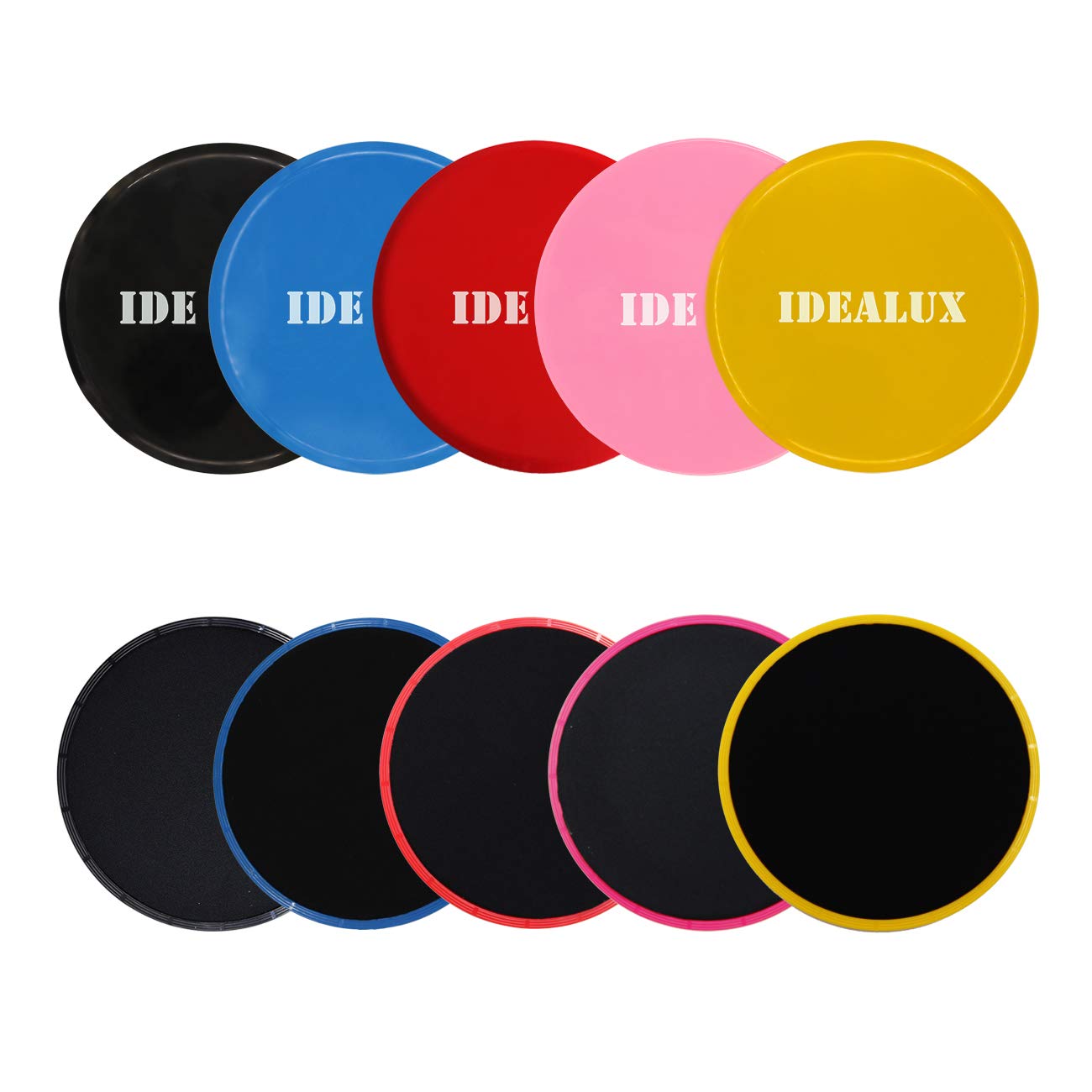 IDEALUX Exercise Sliders Set of 2 Core Sliders, Dual Sided Use on Carpet or Hardwood Floor, Low-Impact Exercises to Strengthen Core, Abs, Full Body Workout, Compact for Gym, Home, Travel (Red)