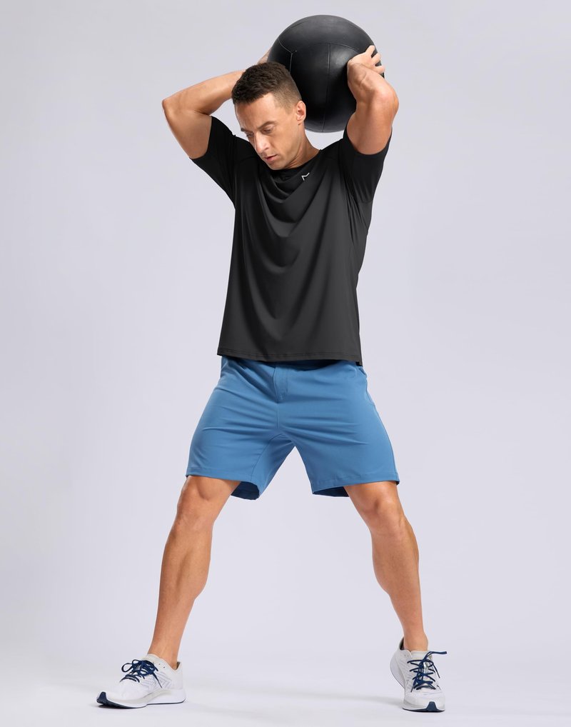 G Gradual Men's Athletic Workout T-Shirts Moisture Wicking Cooling Running Shirts Short Sleeve Performance Tee for Gym Tennis(Black,L)