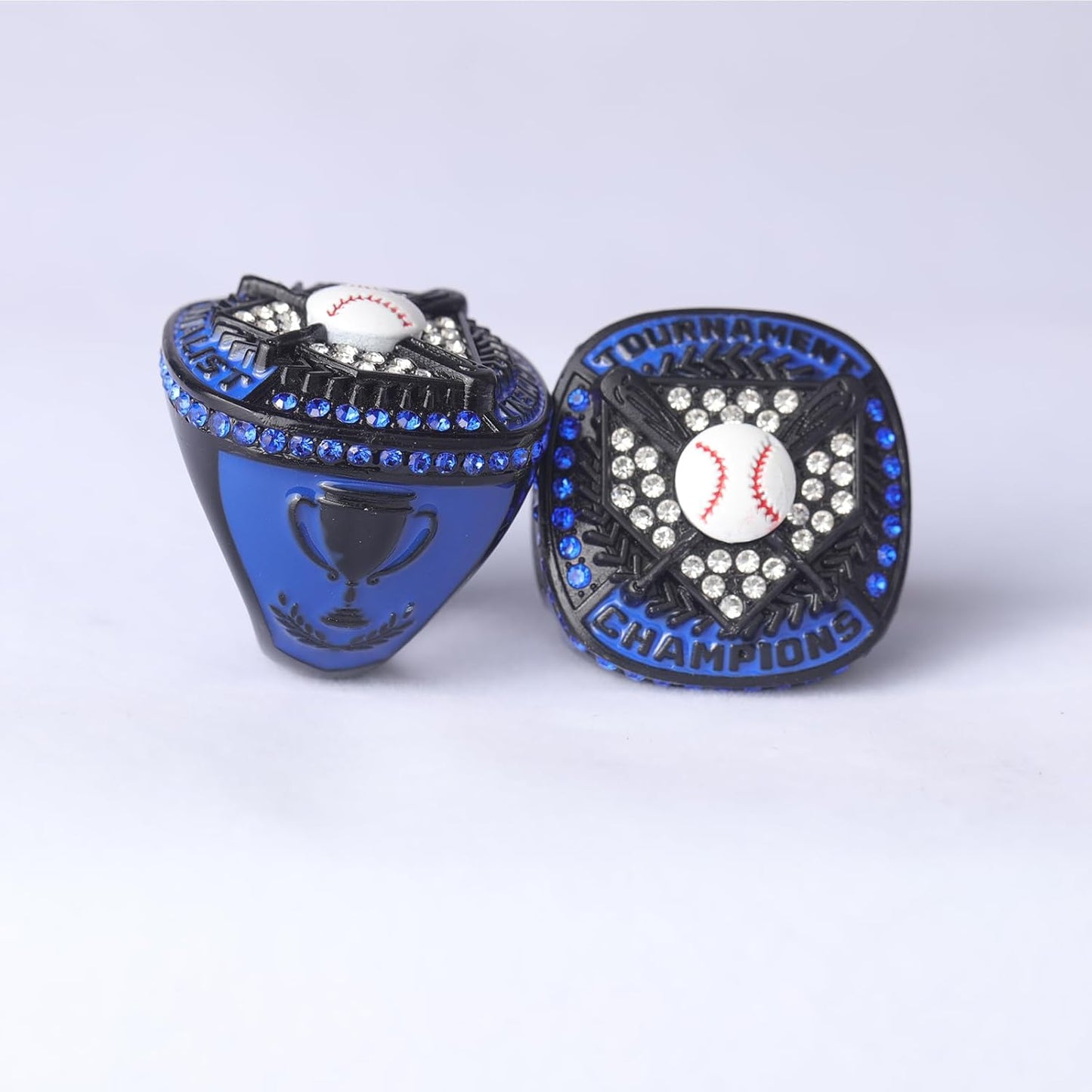 12 pcs Pack Baseball Tournament Options Championship Ring Trophy on Side Size 9