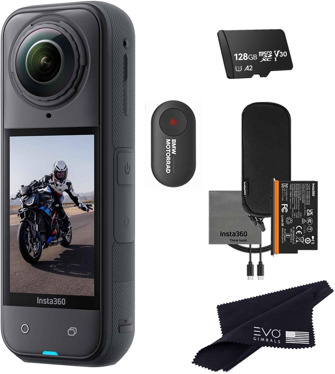 Insta360 X5 - Waterproof 360 Action Camera with 1/1.28" Sensors, 8K 360 HDR Video, 72MP Photo, 4K60fps Single-Lens, Enhanced Low Light Performance, User-Replaceable Upgraded Lenses, 2.5" Touchscreen